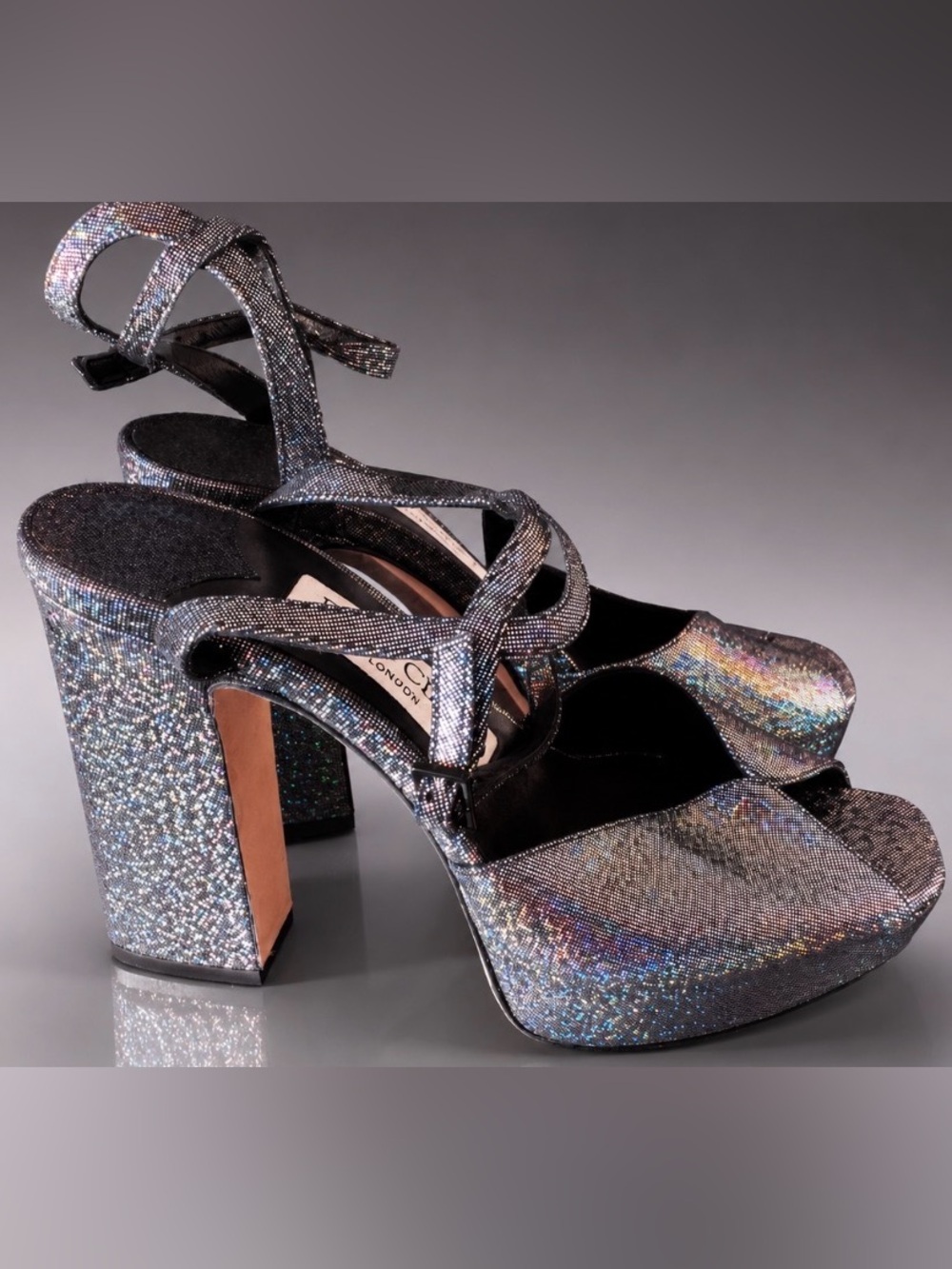 NEW! JIMMY CHOO Sacaria Glitter Platform Sandal US 6